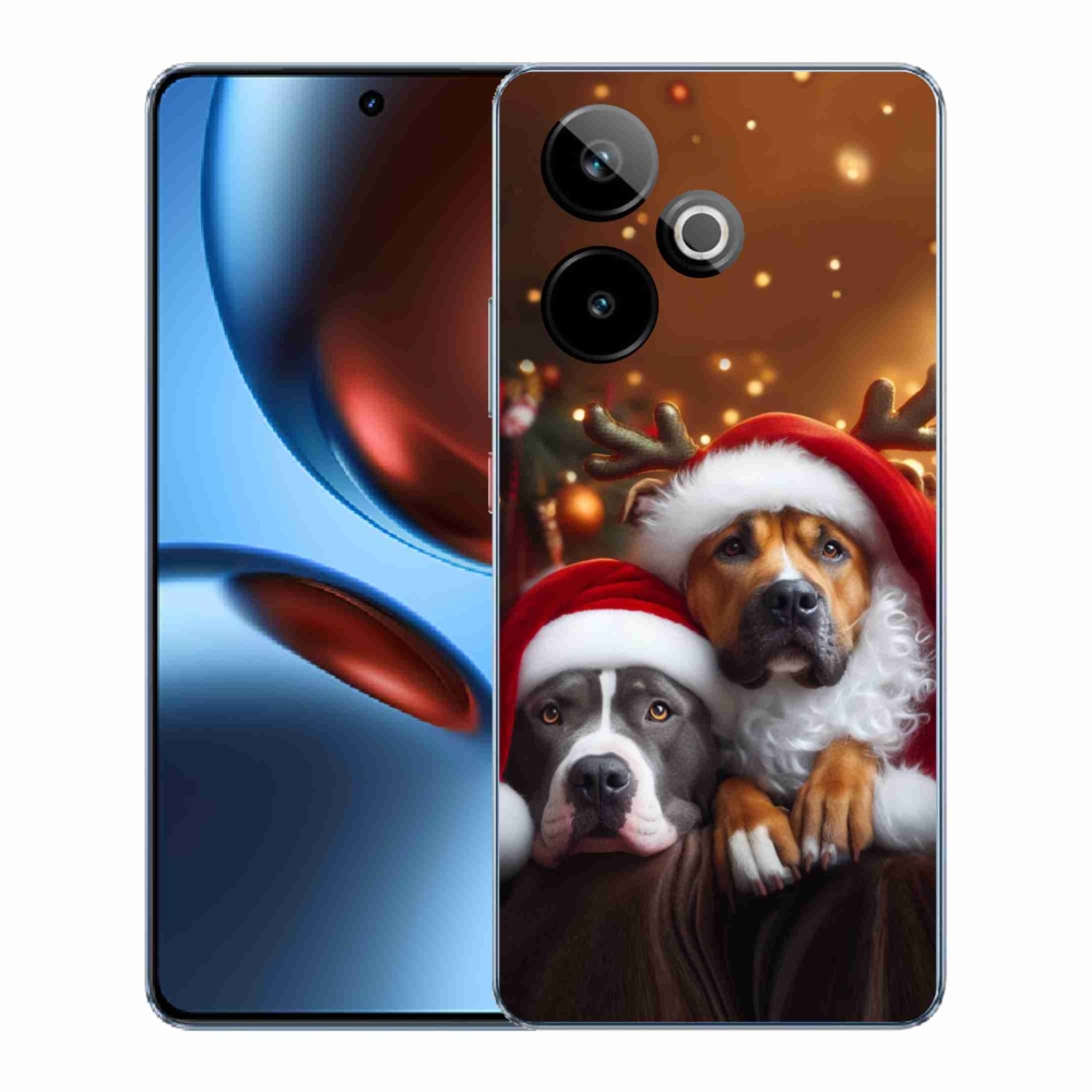 Rugalmas zselés tok mmCase képpel a Realme GT 7 5G/GT 7T 5G számára - Karácsonyi kutyák