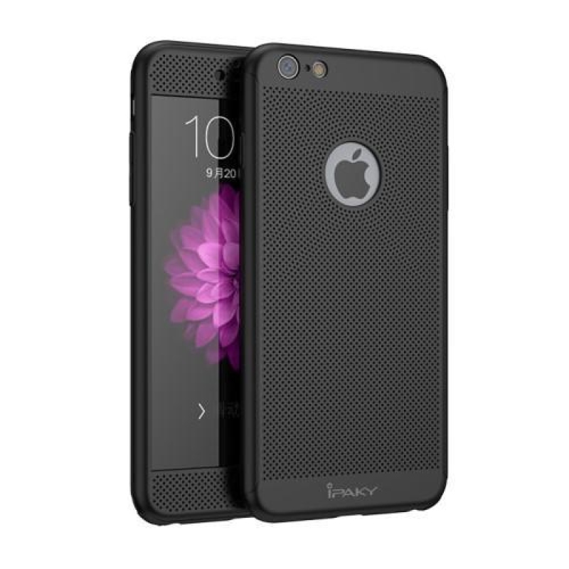 Nyomdamentes műanyag tok edzett üveggel iPhone 6 Plus és 6s Plus készülékhez - fekete