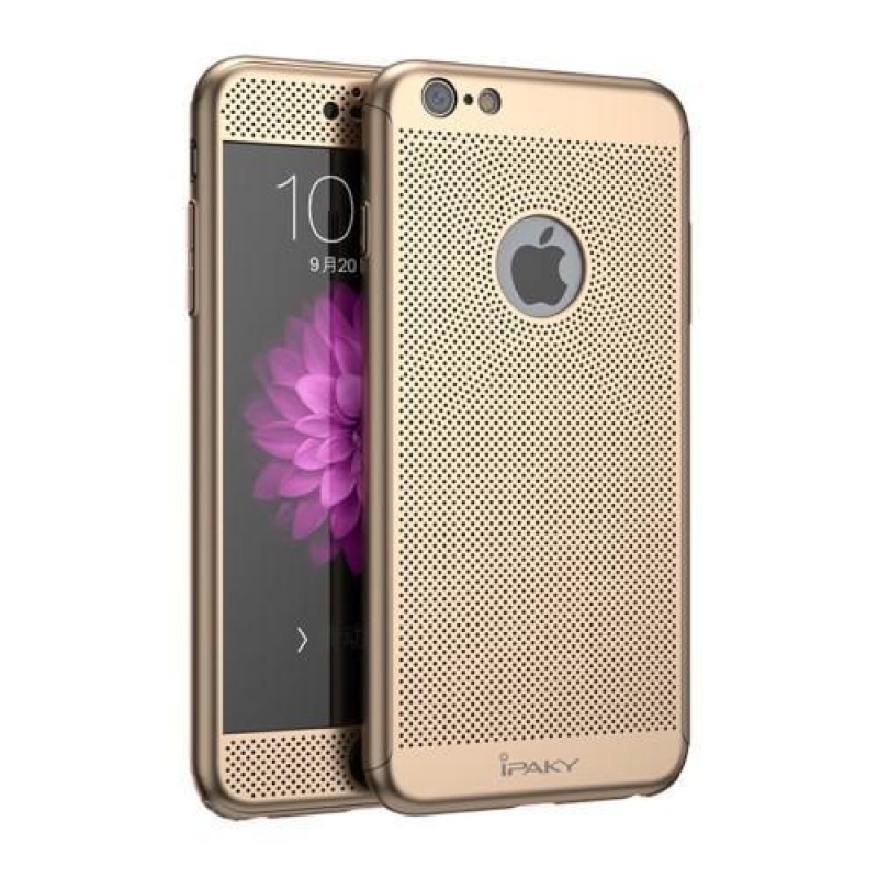 Nyomdamentes műanyag tok edzett üveggel iPhone 6 Plus és 6s Plus készülékhez - arany színben