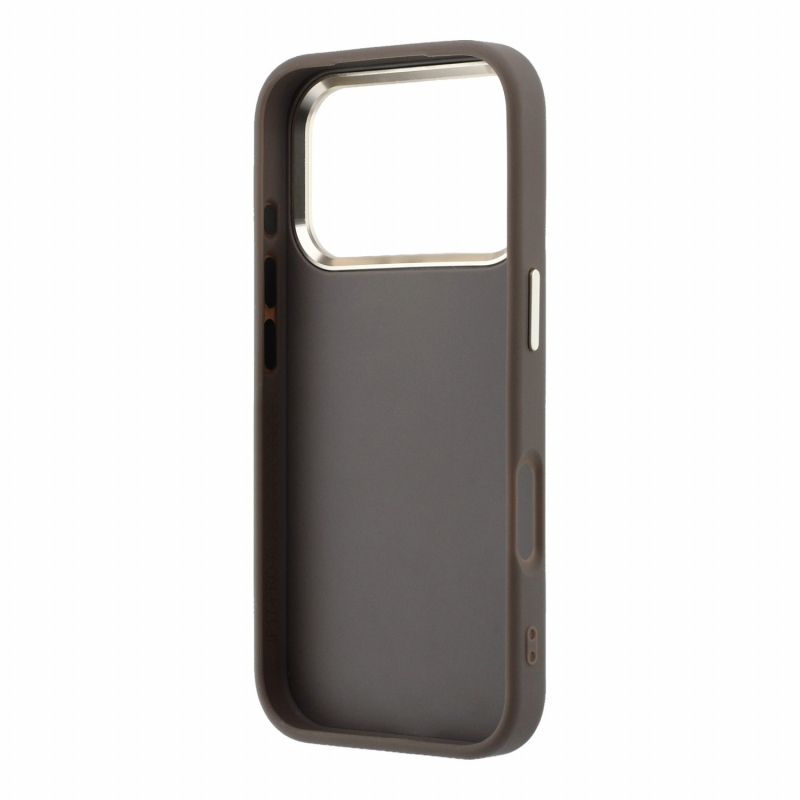 Guess PU 4G Strass Metal Logo hátsó tok iPhone 18 Pro-hoz, barna