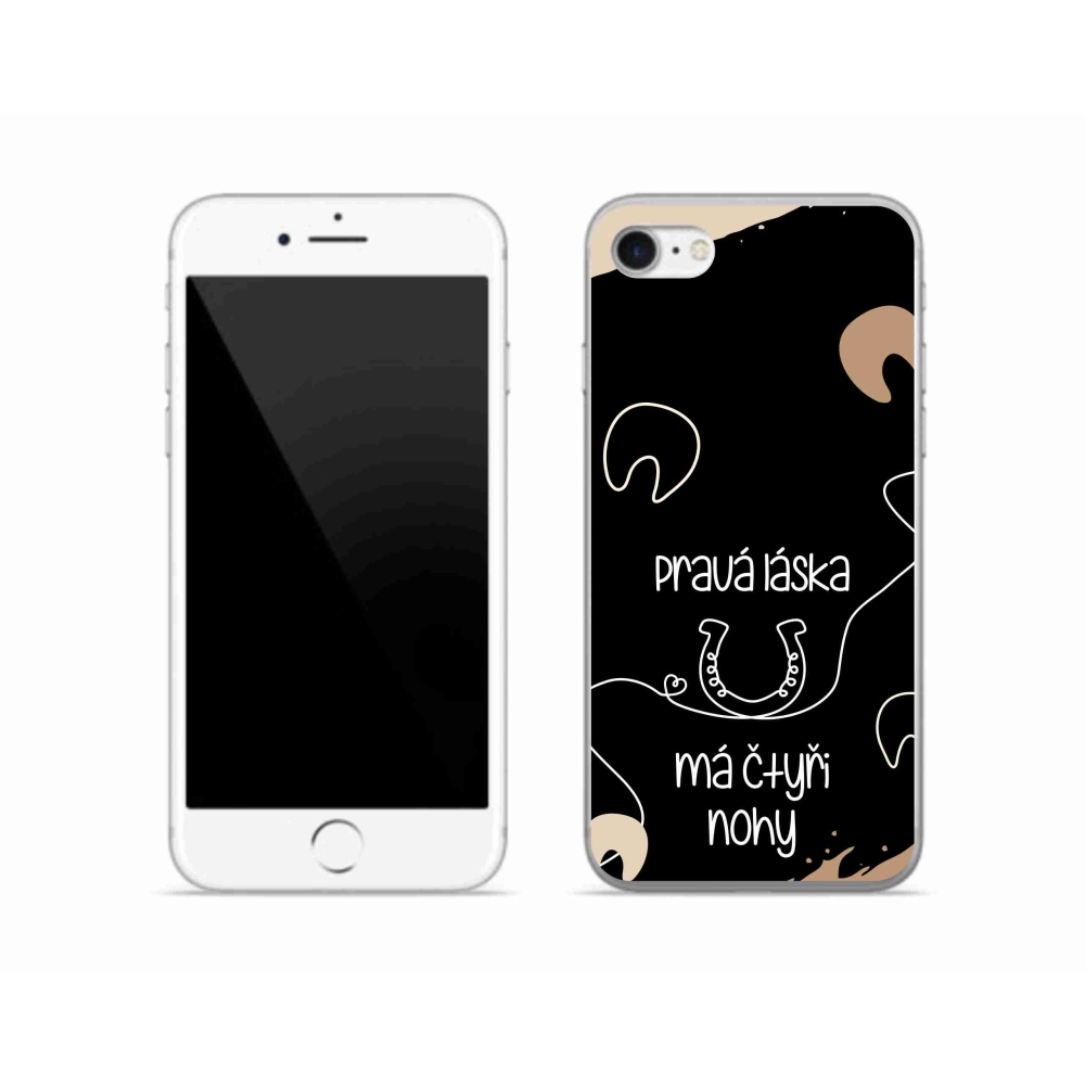 Gél borítás mmCase iPhone SE (2022) - Ló motívum fekete háttérrel