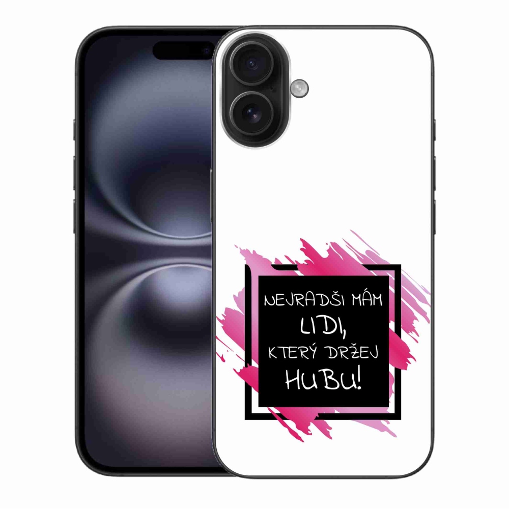 Gél borítás mmCase iPhone 16 Plus készülékhez - vicces szöveg 7 fekete-fehér háttérrel