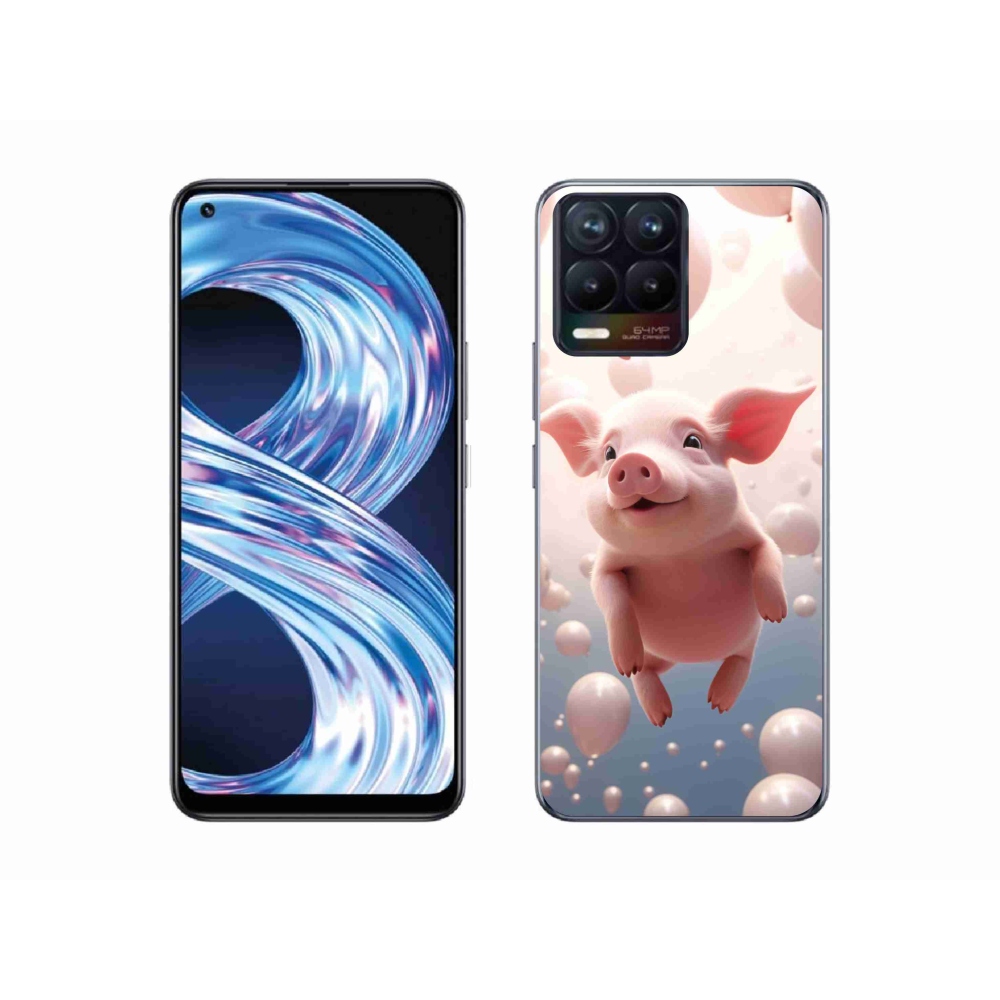 Gél borítás mmCase a Realme 8 4G-hez - malacka lufikkal