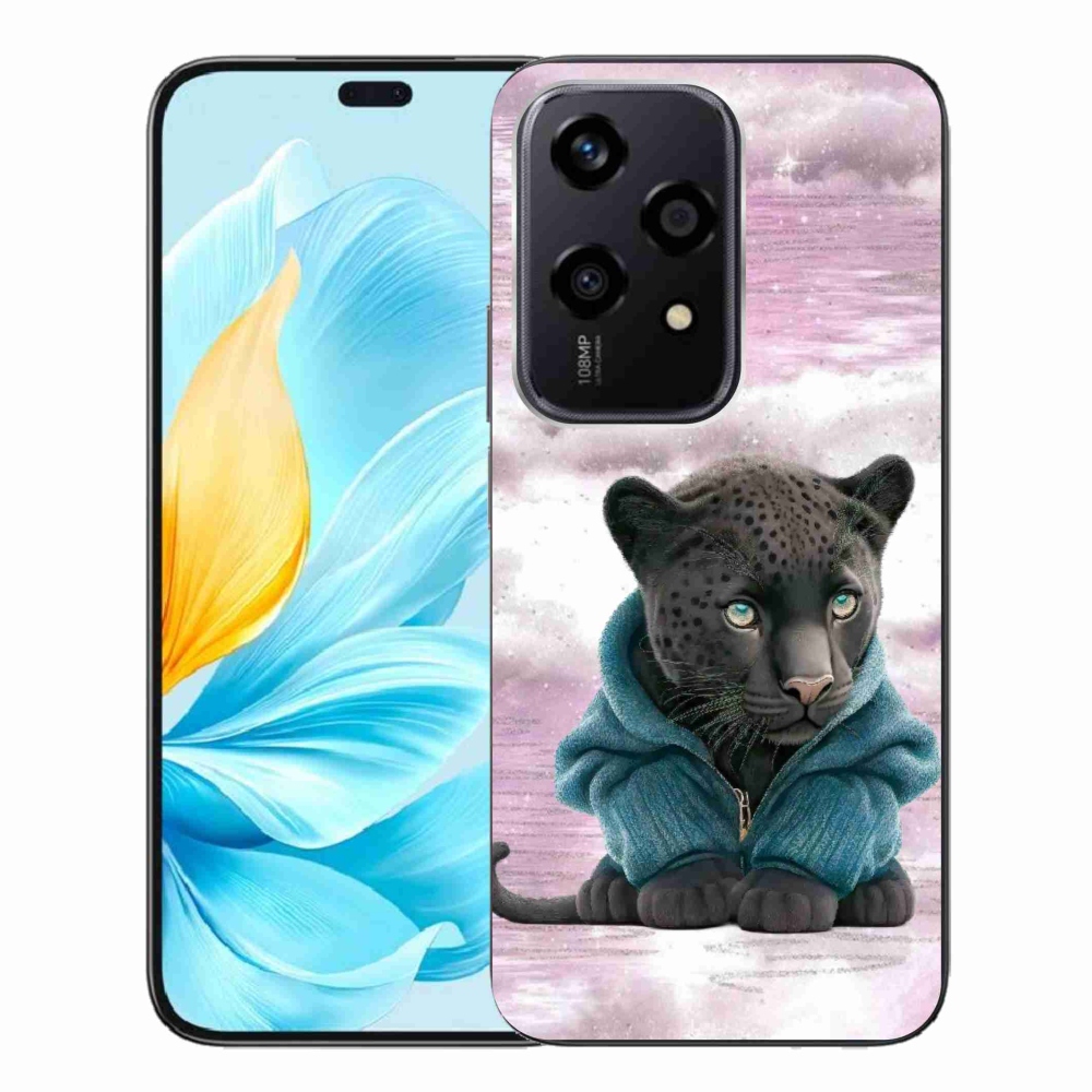 Zselés borítás mmCase a Honor 200 Lite 5G számára - fekete párduc pulóverben