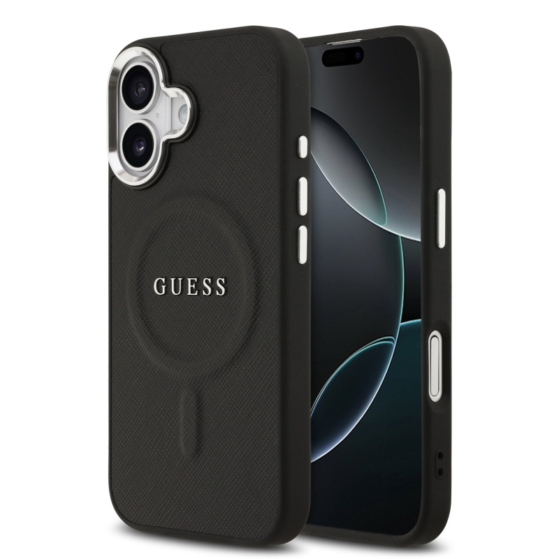 Guess PU Saffiano MagSafe MagSafe hátlap iPhone 17 Fekete