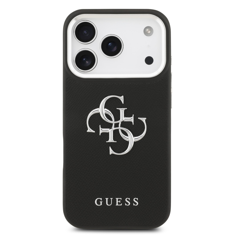 Guess PU szemcsés 4G fém logó hátlap iPhone 17 Pro fekete