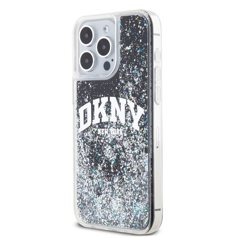 DKNY Liquid Glitter Arch Logo hátlap iPhone 13 Pro Fekete