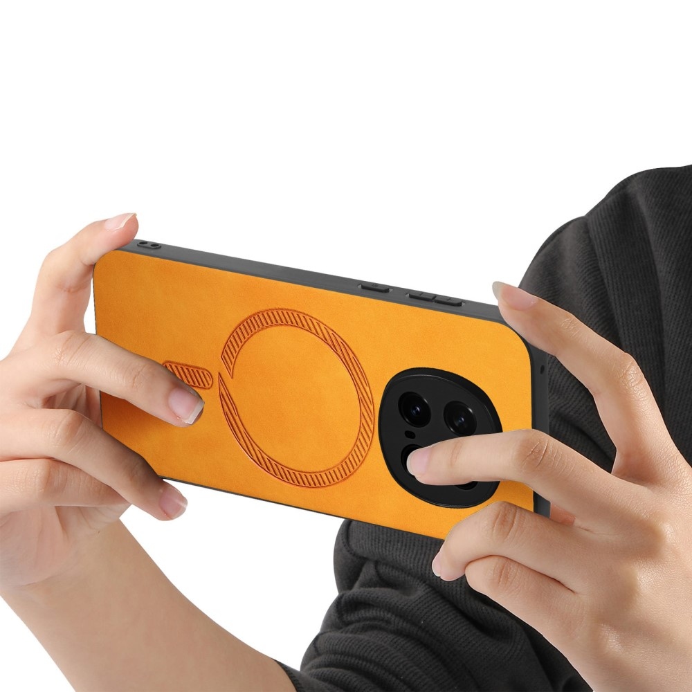 Skiny gél tok műbőrrel és MagSafe támogatással a Honor Magic 7 Pro 5G számára - Sárga