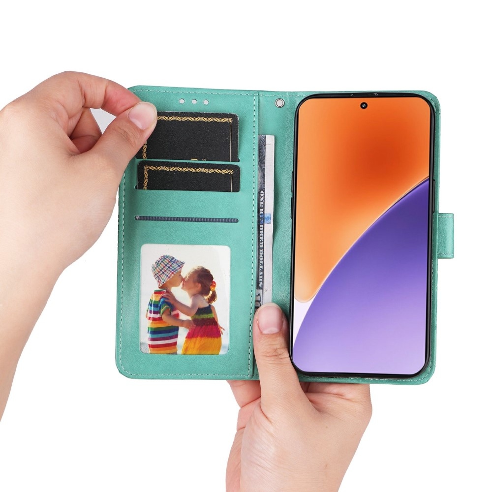 Napraforgó könyv tok a Xiaomi 15-öshöz - teáskék