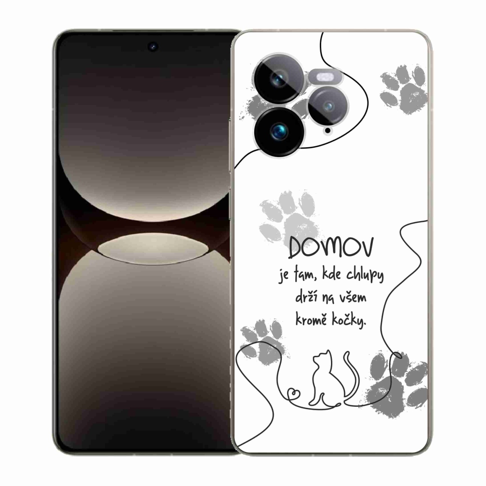 Gél borító mmCase a Realme GT 7 Pro 5G készülékhez - macska motívum fehér háttérrel