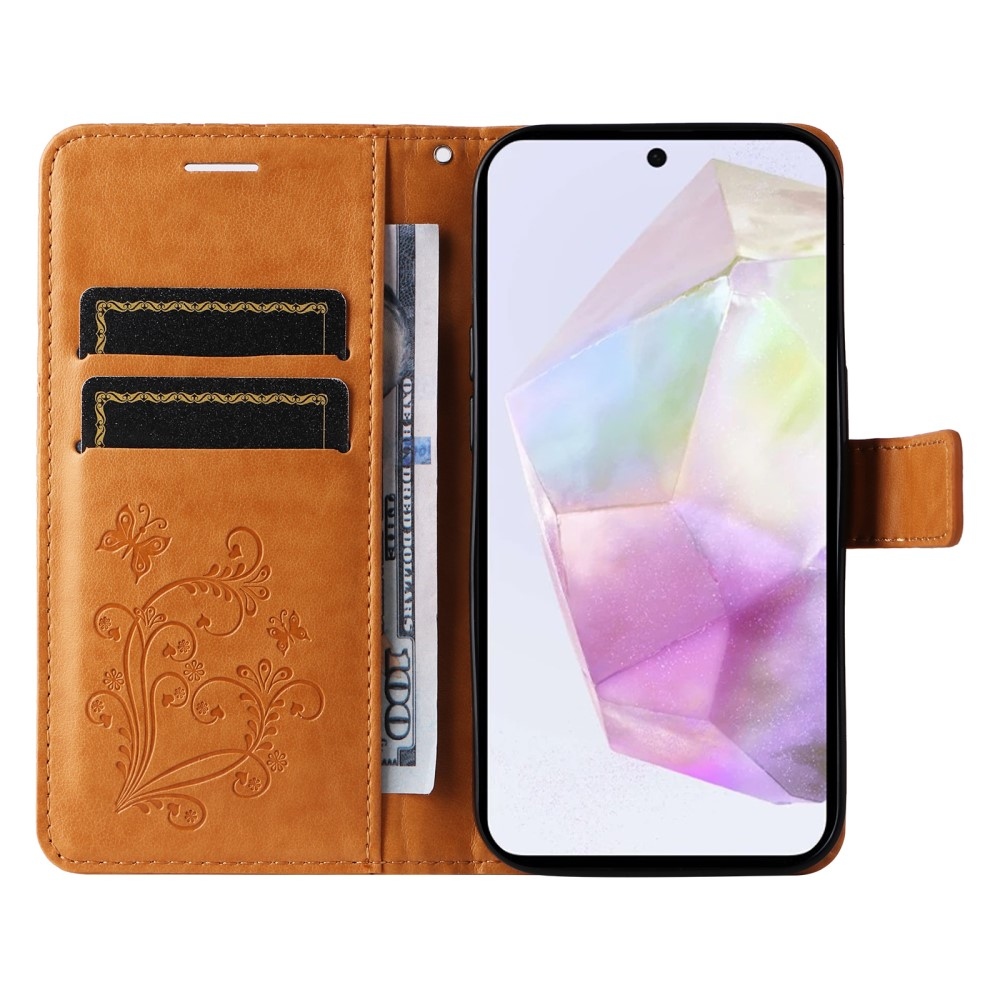 Nagy pillangó könyv tok Samsung Galaxy A36 5G - sárga