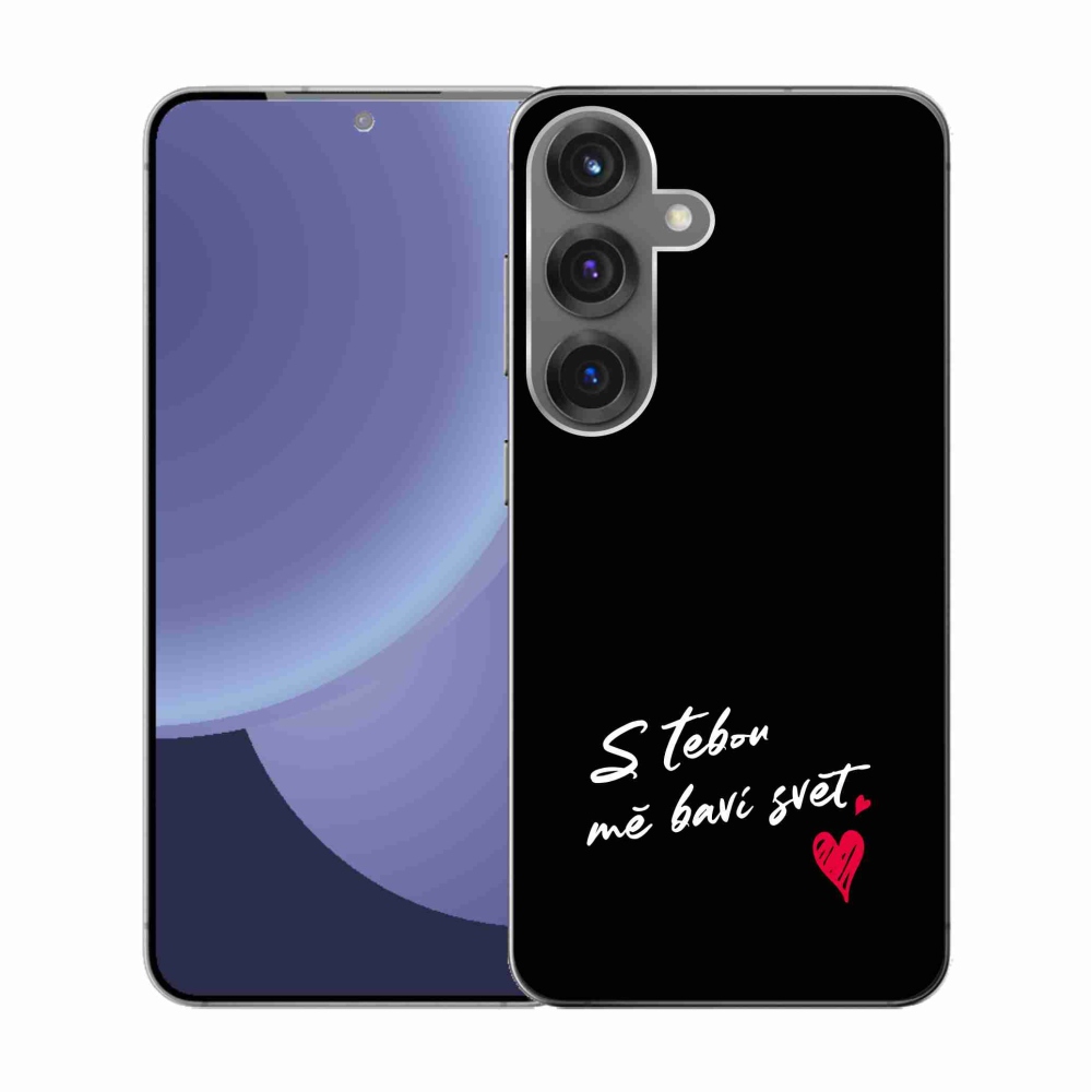 Gél borító mmCase Samsung Galaxy S25 készülékhez - szerelmes szöveg 1 fekete háttér