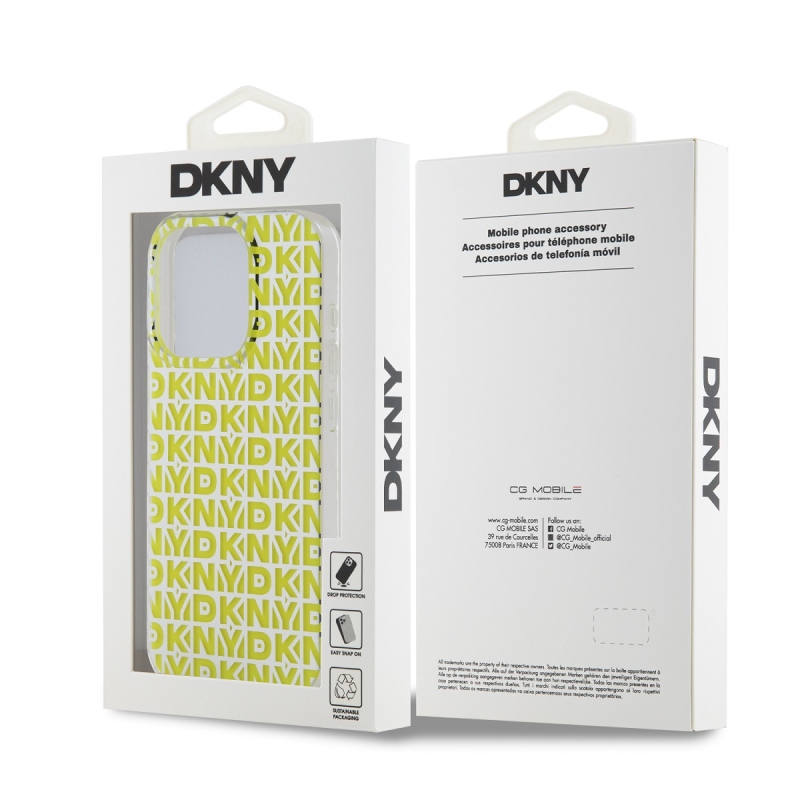 DKNY PC/TPU ismétlődő mintás hátlap iPhone 15 Pro Max készülékhez Sárga