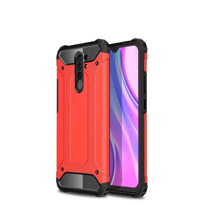 Tartós hibrid borítás Xiaomi Redmi 9 páncélzathoz - piros