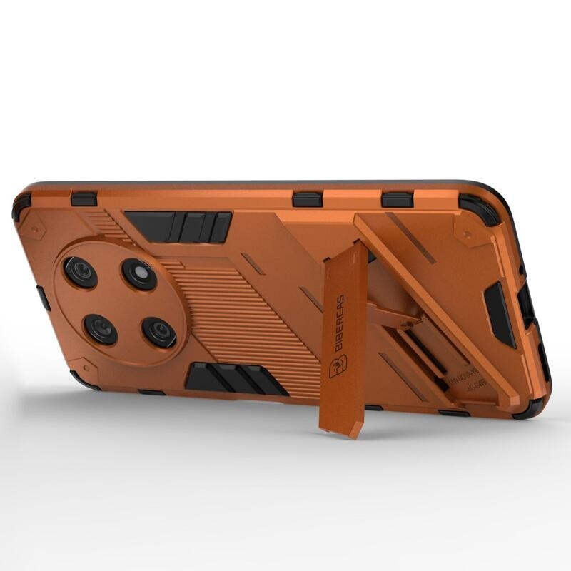 Armory tartós hibrid borító flip állvánnyal a Huawei Nova Y90-hez - narancssárga színű