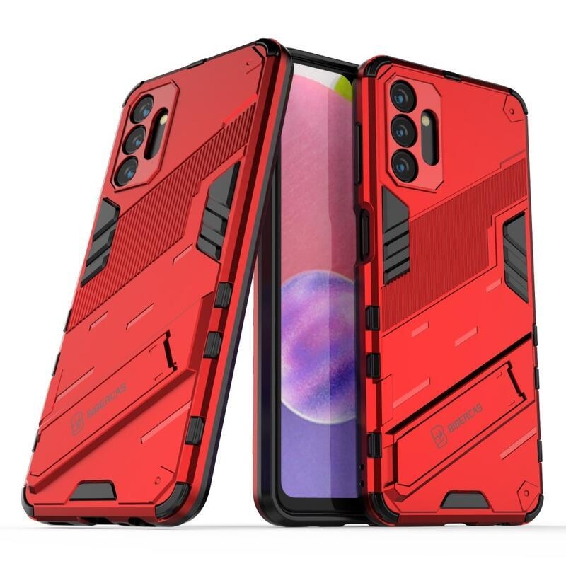 Armory Tartós hibrid borító csuklós állvánnyal Samsung Galaxy A13 5G/Galaxy A04s (164,7 x 76,7 x 9,1 mm) - Piros