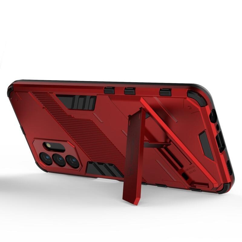 Armory Tartós hibrid borító csuklós állvánnyal Samsung Galaxy A13 5G/Galaxy A04s (164,7 x 76,7 x 9,1 mm) - Piros