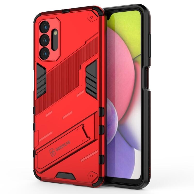 Armory Tartós hibrid borító csuklós állvánnyal Samsung Galaxy A13 5G/Galaxy A04s (164,7 x 76,7 x 9,1 mm) - Piros