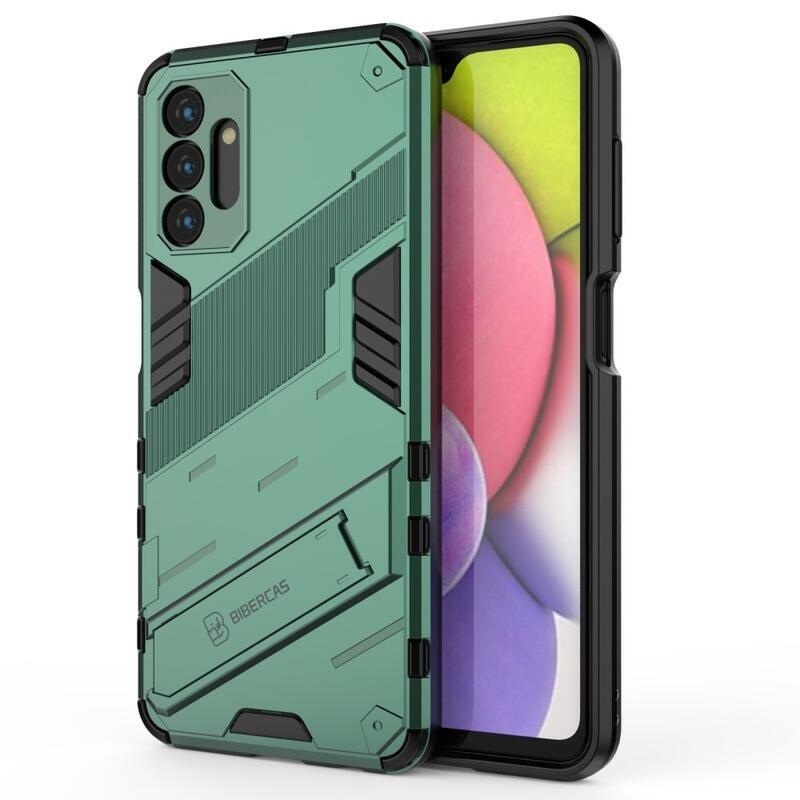 Armory Tartós hibrid borító csuklós állvánnyal Samsung Galaxy A13 5G/Galaxy A04s (164,7 x 76,7 x 9,1 mm) - Zöld színű