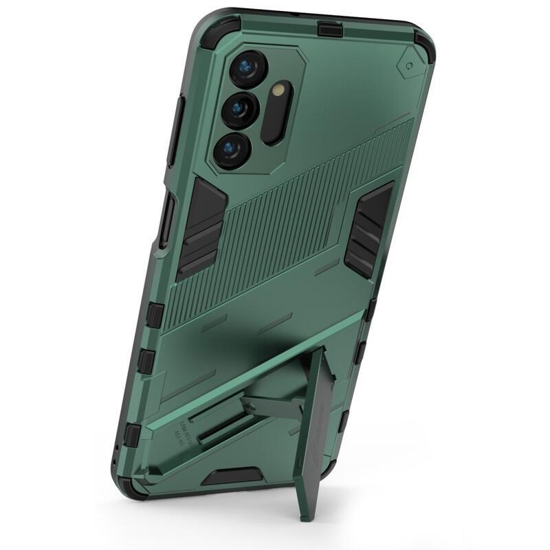 Armory Tartós hibrid borító csuklós állvánnyal Samsung Galaxy A13 5G/Galaxy A04s (164,7 x 76,7 x 9,1 mm) - Zöld színű