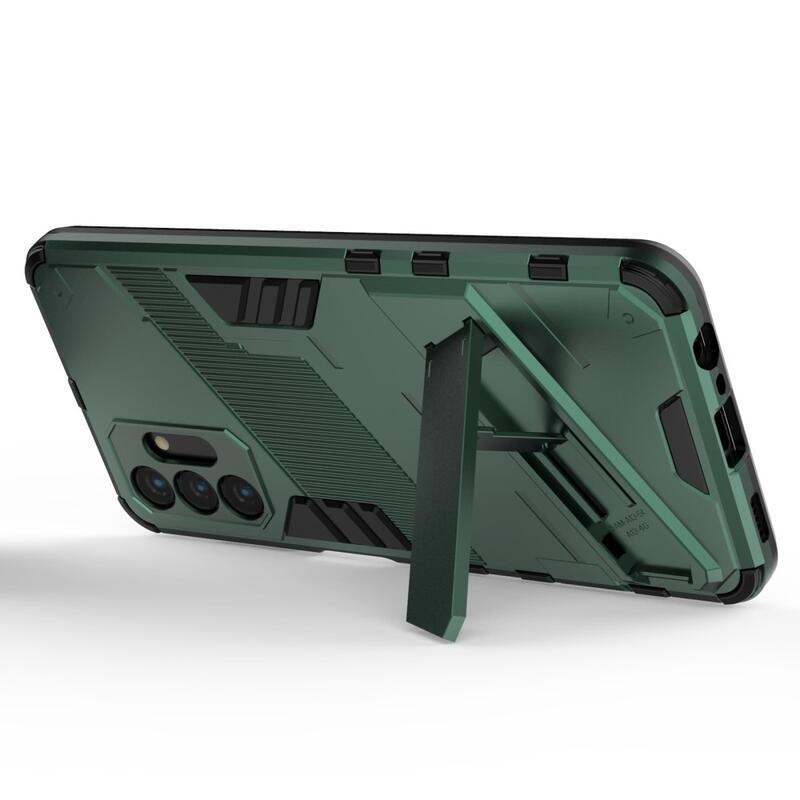 Armory Tartós hibrid borító csuklós állvánnyal Samsung Galaxy A13 5G/Galaxy A04s (164,7 x 76,7 x 9,1 mm) - Zöld színű