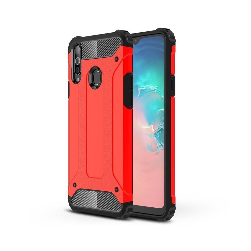 Tartós hibrid borítás Samsung Galaxy A20s készülékhez - piros