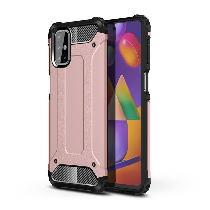 Tartós hibrid páncélborítás Samsung Galaxy M31s készülékhez - rózsaarany színben