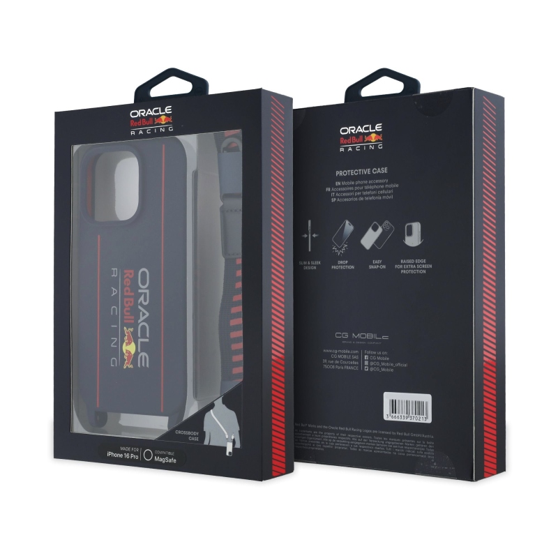 Red Bull szilikon függőleges logó MagSafe hátlap + keresztpánt iPhone 16 Pro tengerészgyalogsághoz + keresztpánt