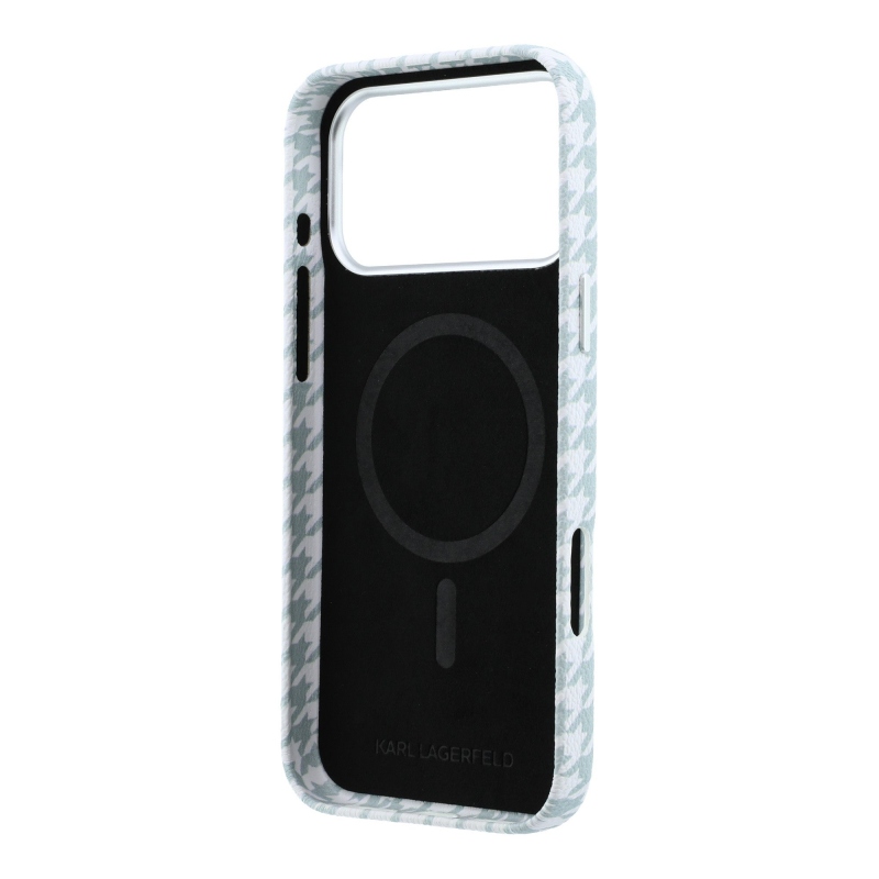 Karl Lagerfeld PU Houndstooth gyantalemez MagSafe hátlapi borító iPhone 17 Pro Max-hoz kék