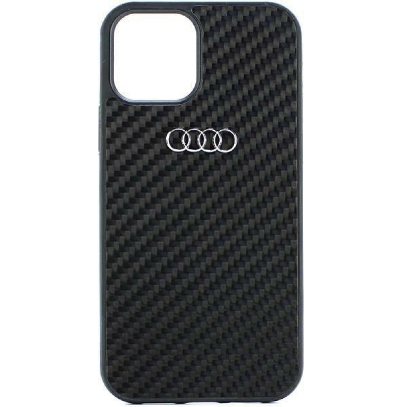 Audi szénszálas hátsó burkolat iPhone 11/XR-hez, fekete 