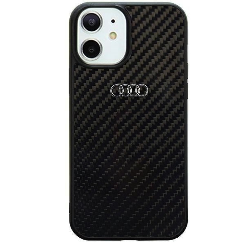 Audi szénszálas hátsó burkolat iPhone 11/XR-hez, fekete 