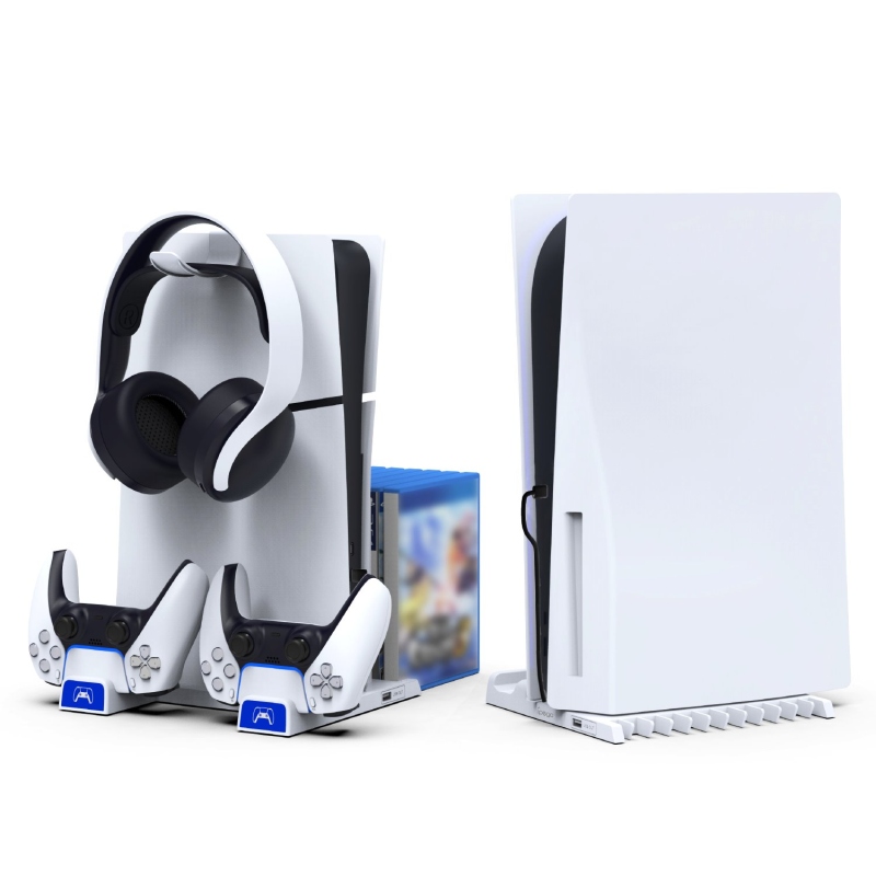 iPega P5S009 Többfunkciós töltőállvány PS5 Slim fehér színű PS5 Slimhez