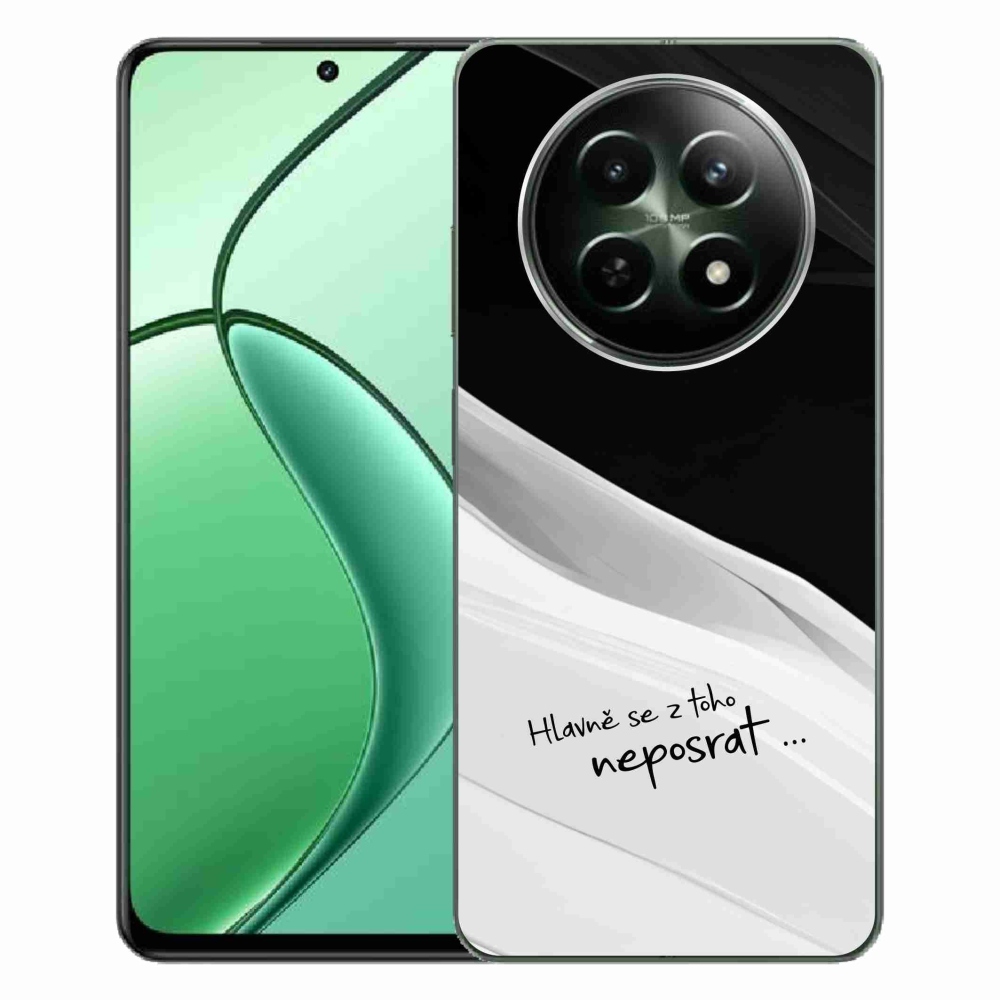 Gél borító mmCase a Realme 12 5G/12x 5G készülékhez - vicces szöveg 13 fehér és fekete háttérrel