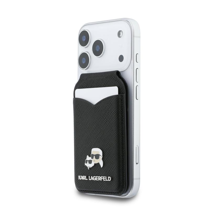 Karl Lagerfeld Mirror MagSafe Cardslot pénztárca állvánnyal Fekete