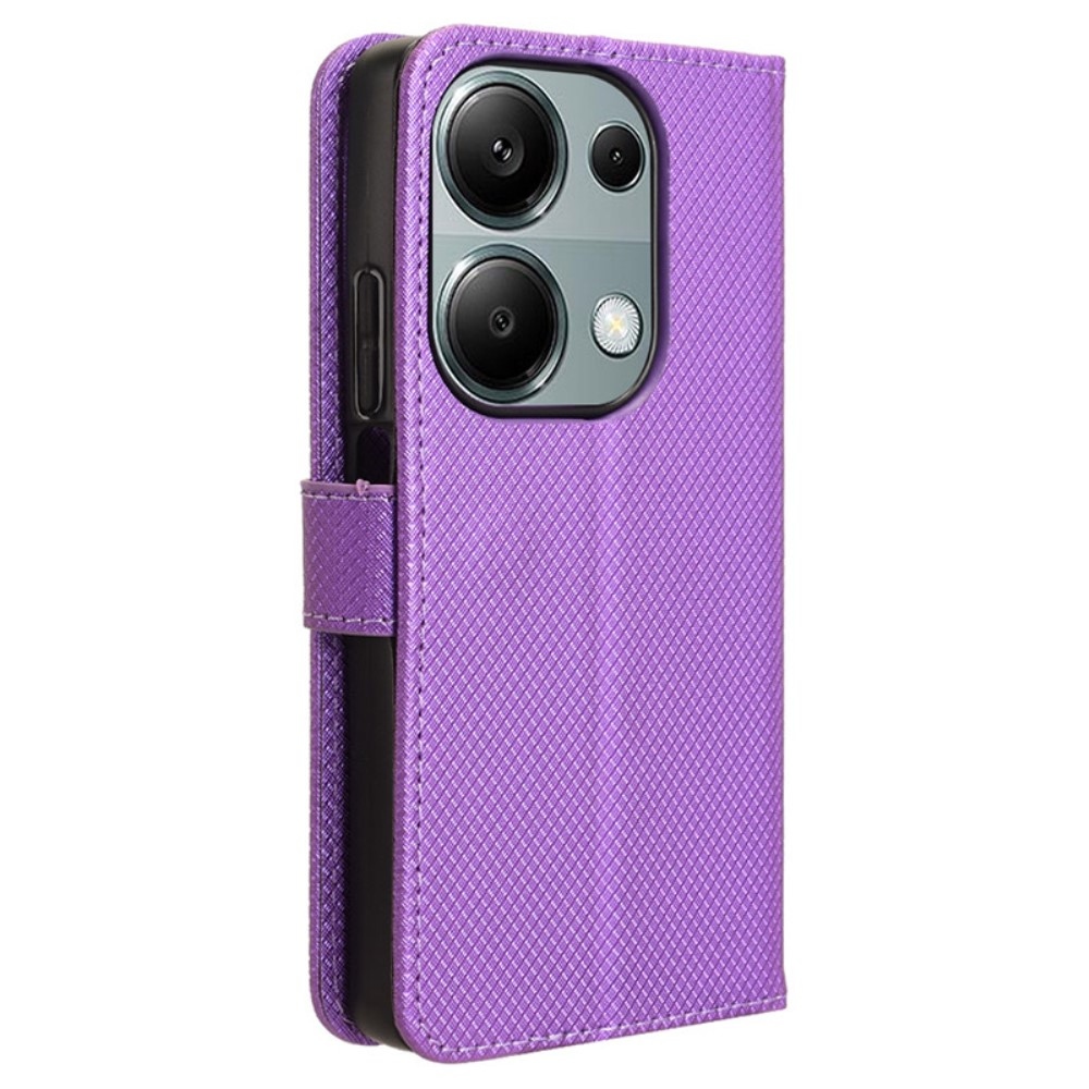 Gyémánt könyv tok Xiaomi Redmi Note 14S/Note 13 Pro 4G/Poco M6 Pro - lila