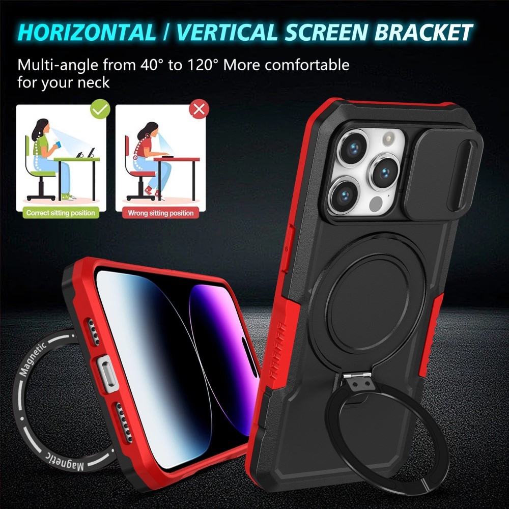 Katonai tartós védőburkolat MagSafe-vel iPhone 14 Pro Max készülékhez - Piros/fekete