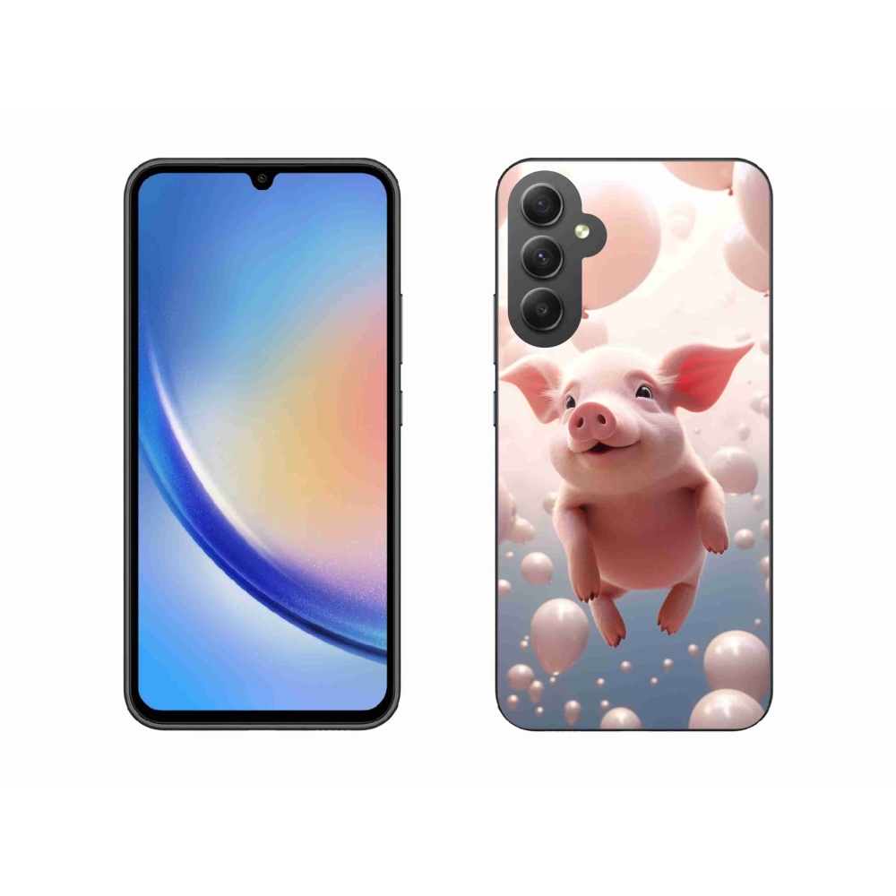 Gél borító mmCase Samsung Galaxy A34 5G - malac lufikkal - Samsung Galaxy A34 5G-hez