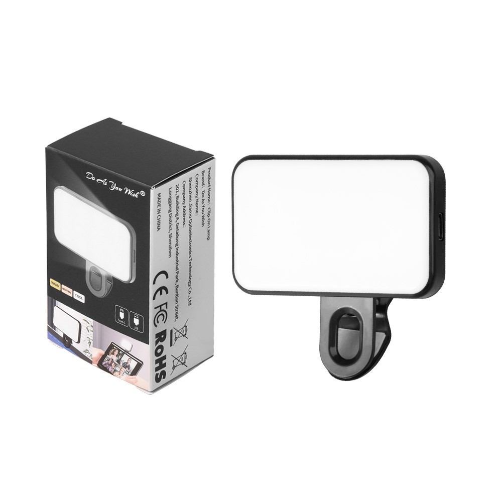 Mini LED mobiltelefon-világítás csíptetővel, 24 LED-del - fekete