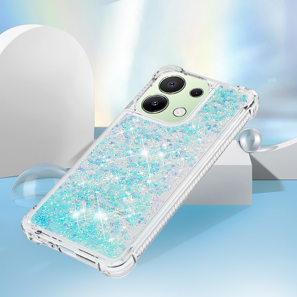 Glitter zselés homokóra tok Xiaomi Redmi Note 13-hoz - kék/csillagok