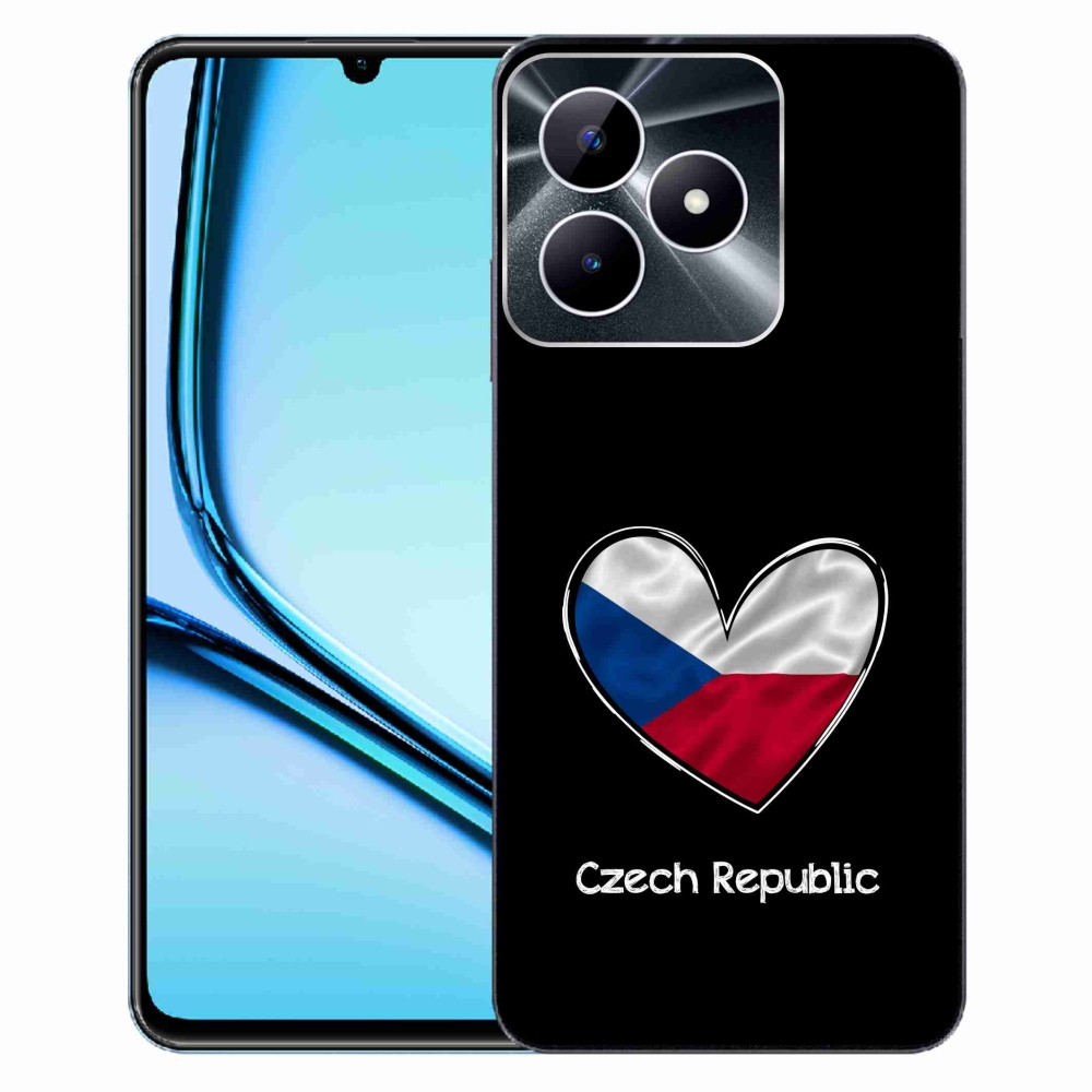 Zselés borító mmCase a Realme Note 50 készülékhez - zászlós szív fekete háttérrel