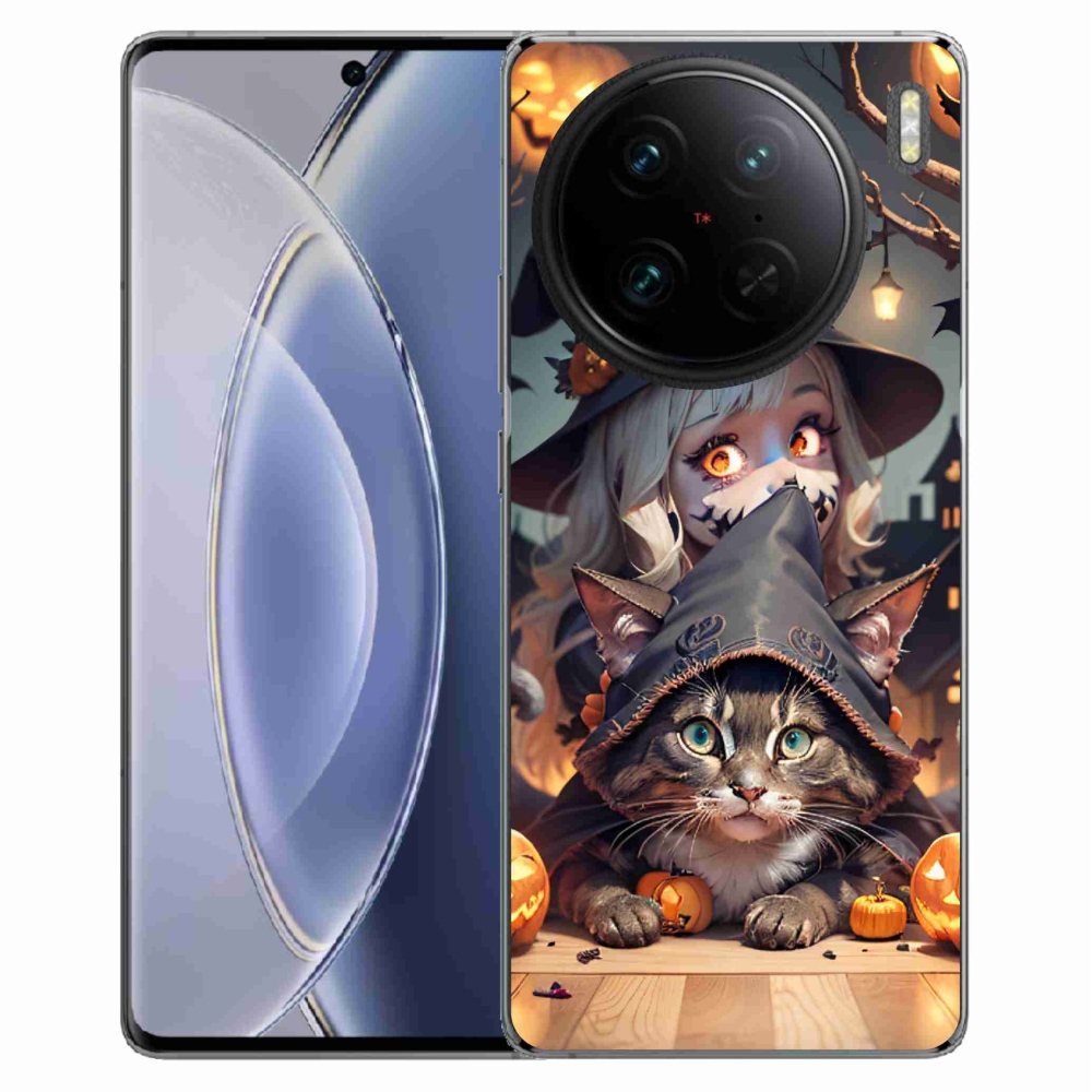 Zselés borítás mmCase a Vivo X90 Pro - boszorkány macskával