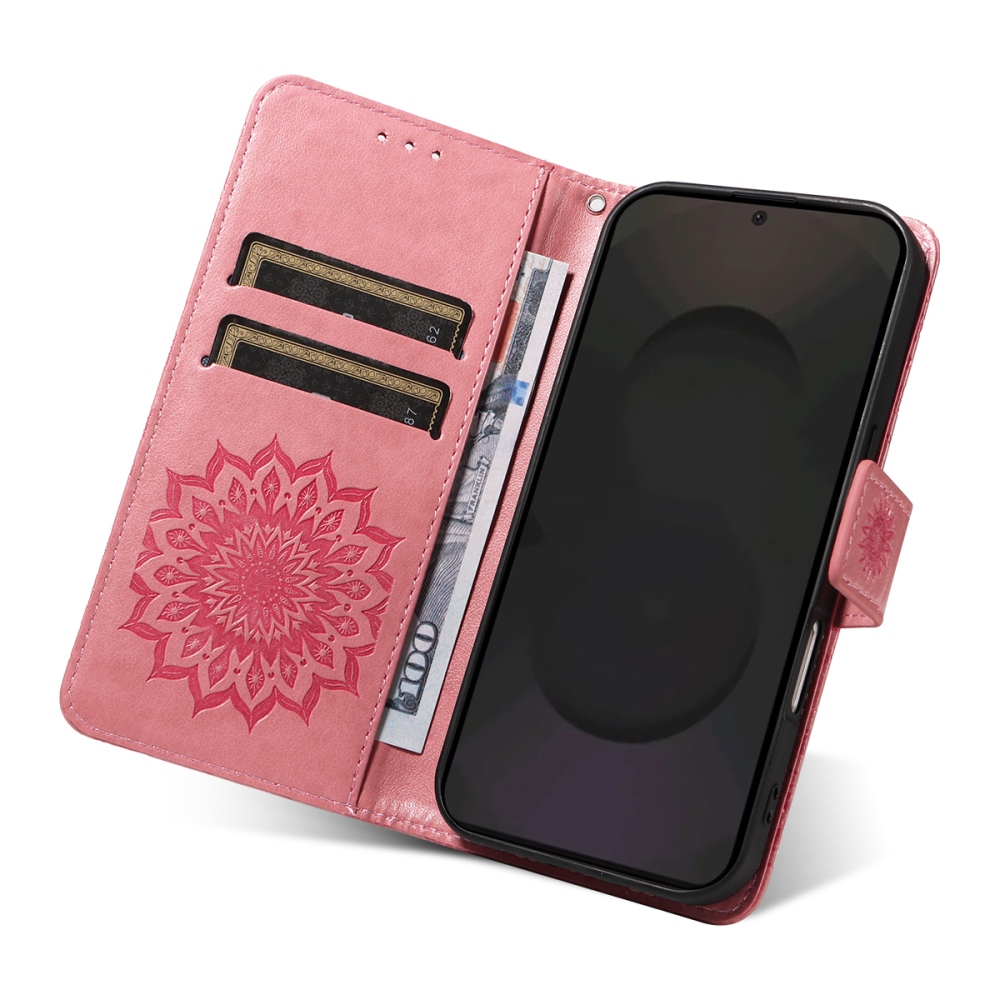 Napraforgó színű könyvtok Samsung Galaxy S25 FE-hez - rózsaszín