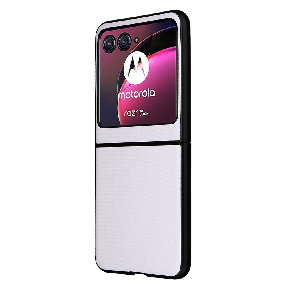 Textúrás műanyag borítás műbőrrel a Motorola Razr 40 Ultra 5G készülékre - fehér