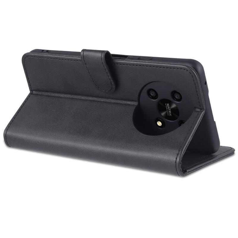 AZNS PU bőr pénztárca tok a Honor Magic 4 Lite 5G számára - fekete