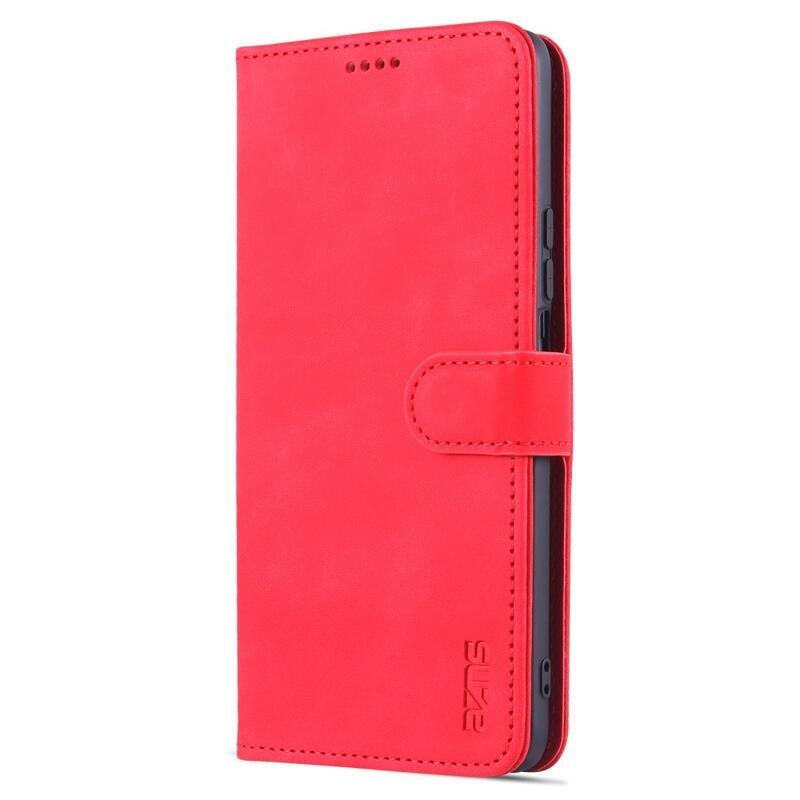 AZNS PU bőr pénztárca tok a Honor Magic 4 Lite 5G számára - piros