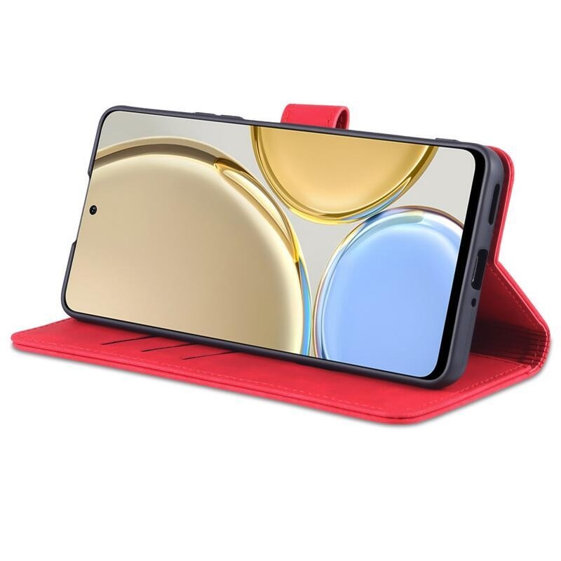 AZNS PU bőr pénztárca tok a Honor Magic 4 Lite 5G számára - piros