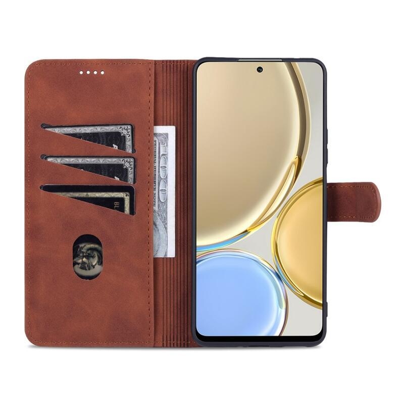 AZNS PU bőr pénztárca tok a Honor Magic 4 Lite 5G számára - barna