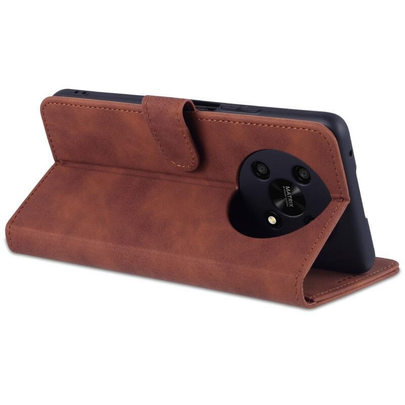 AZNS PU bőr pénztárca tok a Honor Magic 4 Lite 5G számára - barna