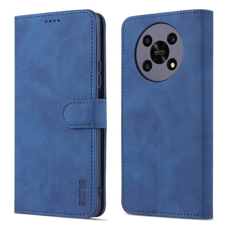 AZNS PU bőr pénztárca tok a Honor Magic 4 Lite 5G számára - kék