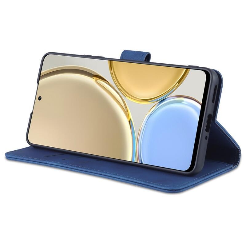 AZNS PU bőr pénztárca tok a Honor Magic 4 Lite 5G számára - kék